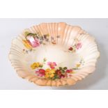 A Worcester blush ivory bowl with floral spray decoration,