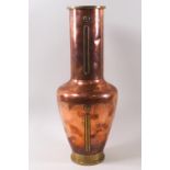 A copper and brass secessionist style baluster vase,