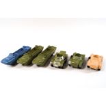 Dinky - Three DUKW Amphibians 2X green, 1 x blue and three Ferret Scout cars,