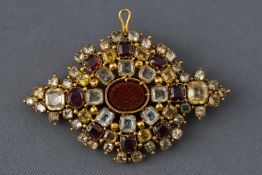 A 19th century yellow metal multigem set brooch.