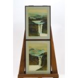 20th century, Trollhatten Falls, Sweden and British Columbia, gouache, a pair, 32.5cm x 22.