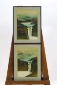 20th century, Trollhatten Falls, Sweden and British Columbia, gouache, a pair, 32.5cm x 22.