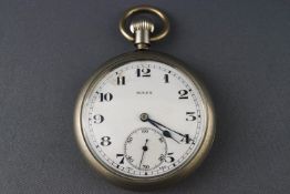 A silver plated open face Rolex pocket watch. Mechanical movement.