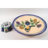 A tin glazed earthenware eight sided posy holder, 11cm diameter,