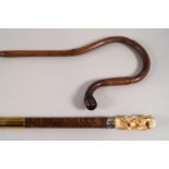 An ivory topped walking stick