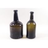 Two late 18th/early 19th century green wine bottles,