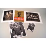 Football - Nobby Stiles, signed 8 x 10" and postcards, unsigned press stills M U 1966 (2),