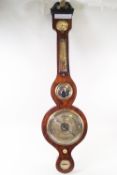 A 19th century rosewood mercury barometer, 96cm long,the silvered dial signed R Gobbi & Sons,