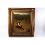H Edgar Morelle, Peasant in a field, oil on canvas, signed lower left,