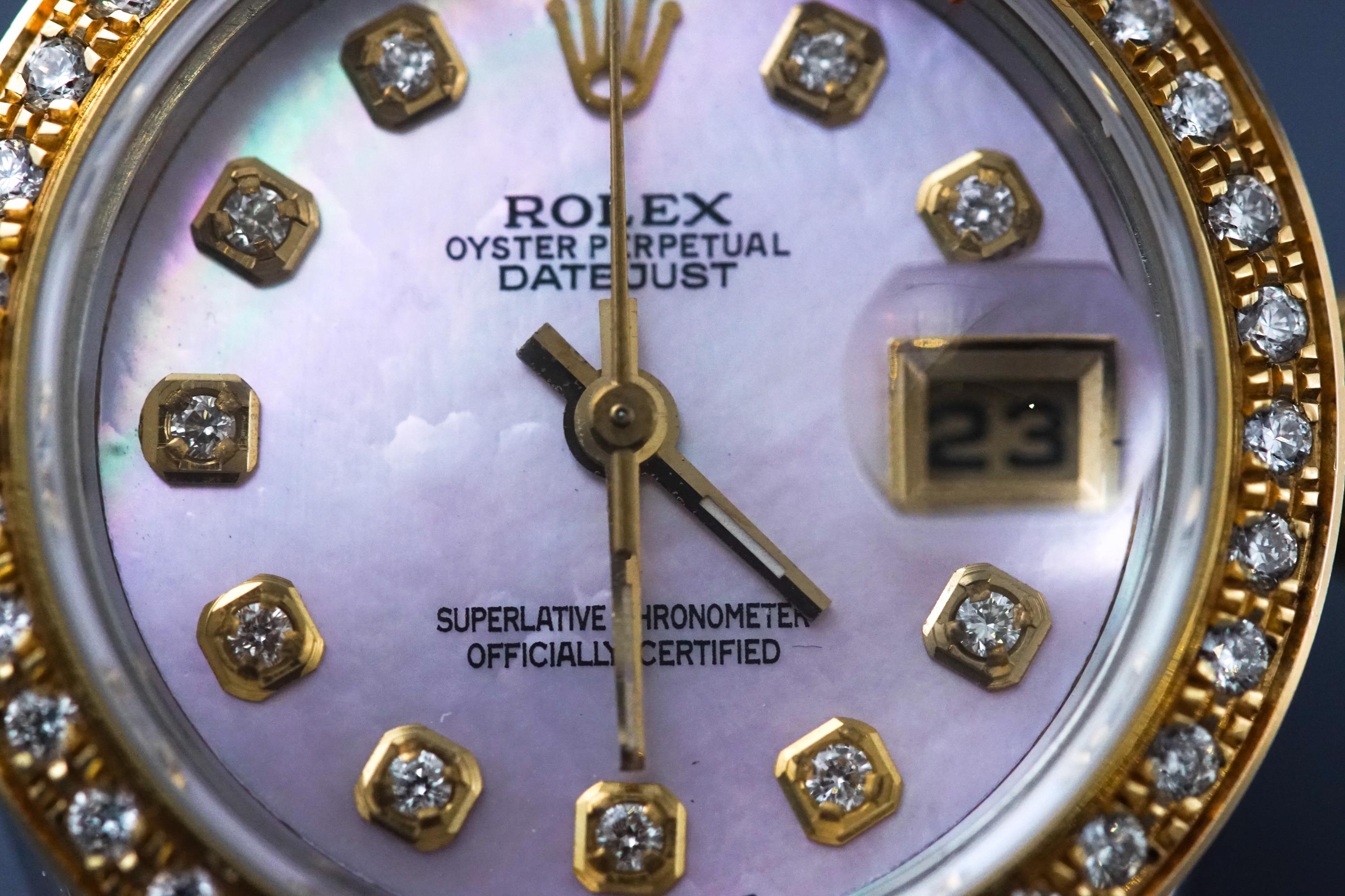 A ladies Rolex Oyster Perpetual with mother of pearl diamond dial, - Image 2 of 4