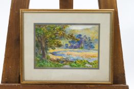 W I Aston, River landscape, watercolour, signed and dated lower left, 16.