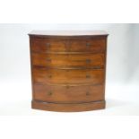 A 19th century mahogany bow front chest of two short and three long drawers,