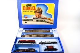 A Hornby Dublo EDG18 tank goods train set with a black 80054 locomotive,