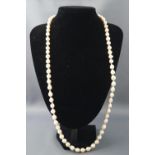 A baroque cultured pearl necklace having seventy pearls.