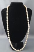 A baroque cultured pearl necklace having seventy pearls.