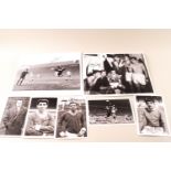 Manchester United, signed 8 x 10" Alex Stepney, Harry Gregg; postcards - Best, Law, Stiles,