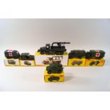 A Dinky military ambulance No 626, a Field Artillery tractor No 688,