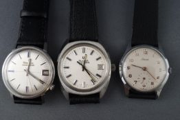 A collection of three wristwatches to include two Bulova Accutron and one Sancyl watch.