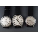 A collection of three wristwatches to include two Bulova Accutron and one Sancyl watch.