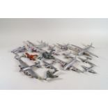 A box of sixteen assorted model aeroplanes, including Dinky Empire Flying boat, PIB Lightening,