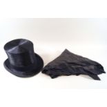 A Harrods Top hat (approximate size 52cm) and scarf, in box,
