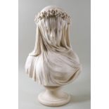 A Parian bust of The Veiled Bride, bearing signature R Monti and dated 1861,
