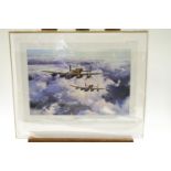 RAF, The Lancaster's VC, 30" x 2" print,signed by Bill Reid VC, Norman Jackson VC and artist,