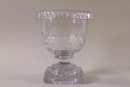 A large 19th Century cut glass salt with folded rim,