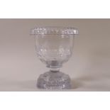 A large 19th Century cut glass salt with folded rim,