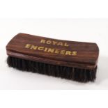 An Army boot brush with brass 'Royal Engineers' inlay