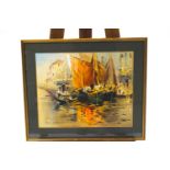 Frank Duffield (1901-1982 Bristol Savage), Venetian dock scene, watercolour,