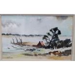 Denis Lord, Pin Mill, Suffolk, watercolour, signed lower left, 32.