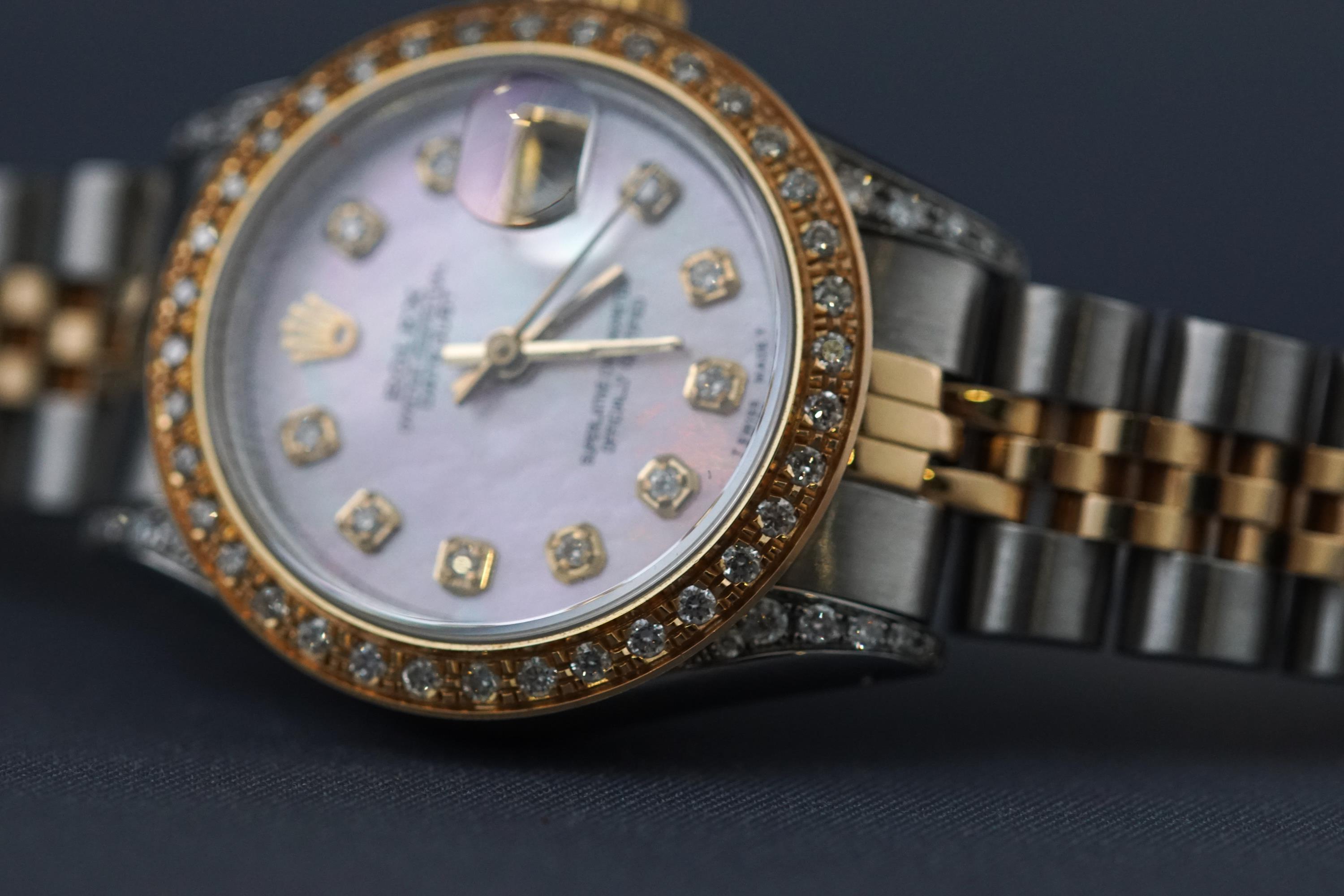 A ladies Rolex Oyster Perpetual with mother of pearl diamond dial, - Image 3 of 4