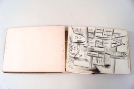 A 1920's sketchbook, the leather cover stamped Autographs with a selection of verses and sketches,