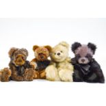 Four Charlie Bears, 'Shreddie', 29cm high, 'Benji', 34cm high, 'Plum Pudding',