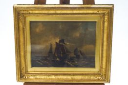 Continental school, 19th century, Shipping in stormy seas, oil on panel.