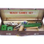 A Jacques beach game set in original simulated leather case,