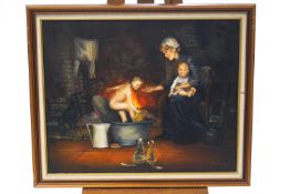 Ann Gray (Contemporary), Bath Time, oil on canvas, oil on canvas, signed lower right,