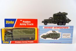 A DInky camion militaire Brockway No 884, and a Foden Army truck No 668,