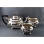 A silver plated three piece tea service,
