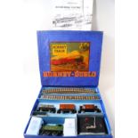 A Hornby Dublo EDG7 tank goods train set with a green LNER 9596 locomotive,