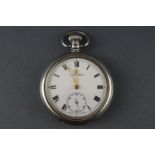 A sterling silver open face pocket watch. Dial signed Kemp Brothers Union Street.