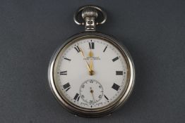 A sterling silver open face pocket watch. Dial signed Kemp Brothers Union Street.