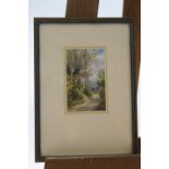 E.F Beckett, The Country Lane, watercolour, signed lower right, 13cm x 7.