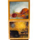 B Siomiak, Abstract, oil on canvas, a pair,