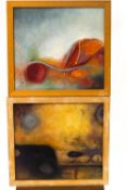 B Siomiak, Abstract, oil on canvas, a pair,