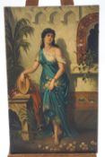 Late 19th century, A Lady in Arabian attire, oil on canvas, signed indistinctly T Mpurtellanz (?),