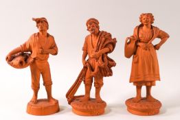 A set of three 19th century Continental terracotta figures,