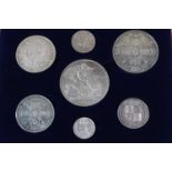 A Queen Victoria 1887 Golden Jubilee set of seven coins,