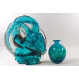 A large Mdina glass 'swirl' sculpture, engraved Mdina Glass 1974 and a signature to base, 30cm high,